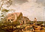 Landscape with Peasants Resting by Abraham Bloemaert